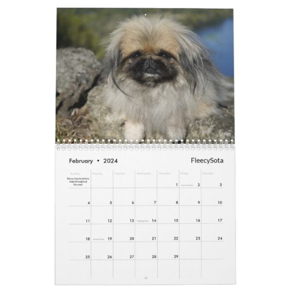 2024 Pekingese Wall Calendar middle binding - Image 3