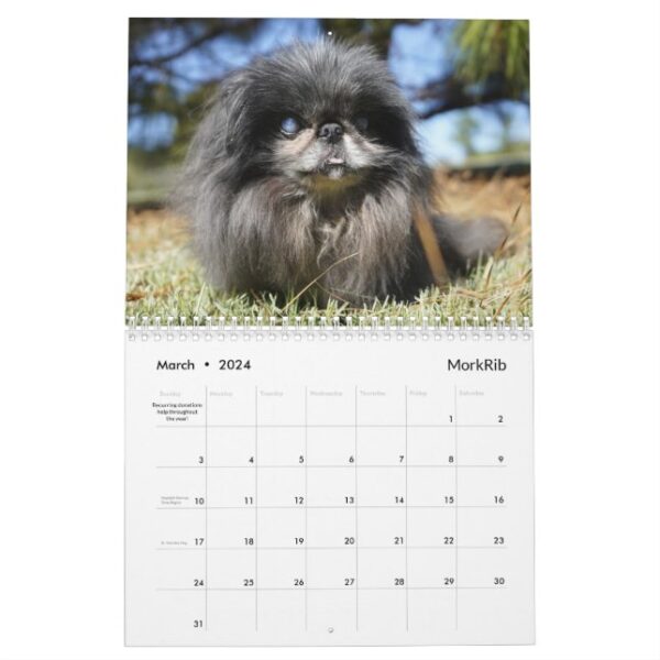 2024 Pekingese Wall Calendar middle binding - Image 4